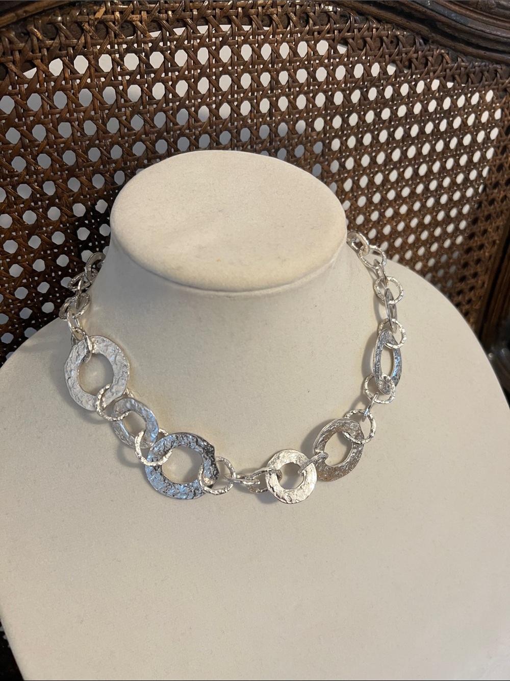 J. Crew Silver Hammered Link Necklace